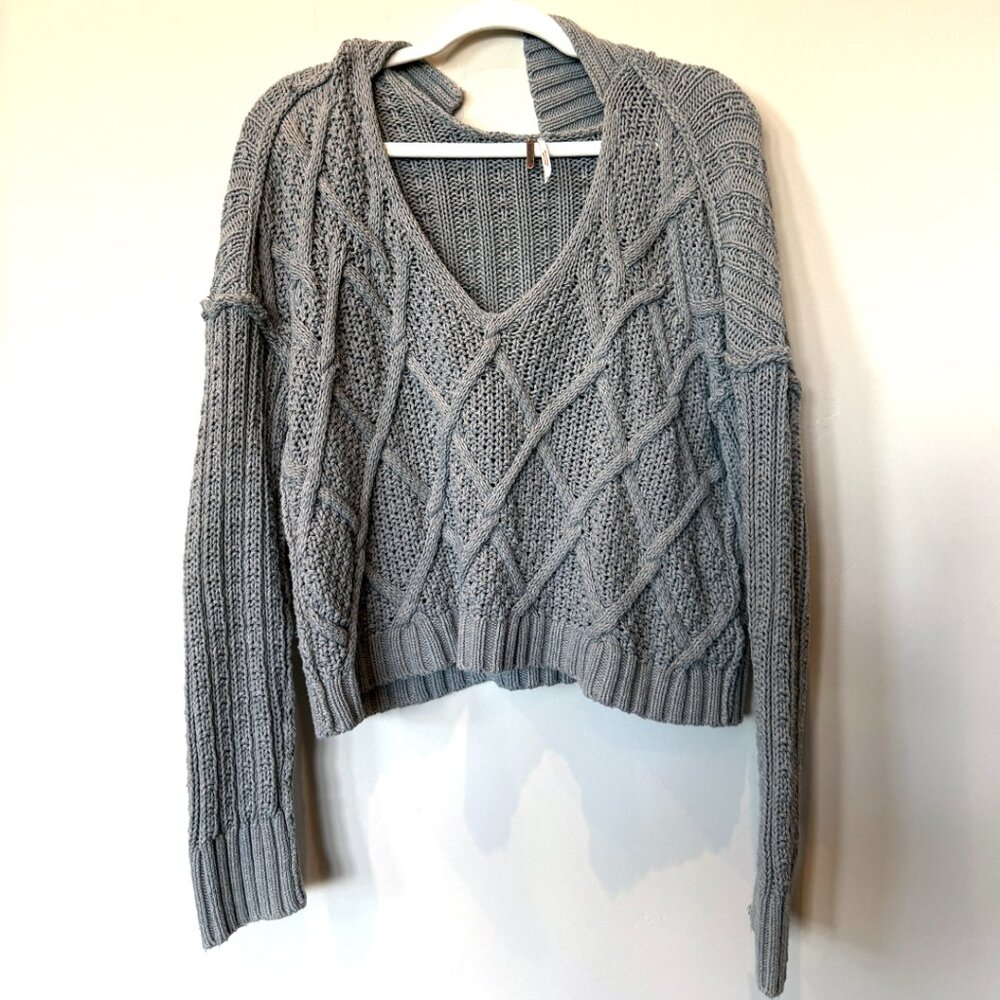 Free people traveler V-Neck Cable Knit Sweater